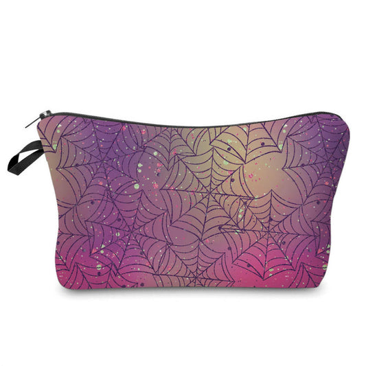 Spider Web Splatter on Purple - Water-Resistant Multi-Use Pouch