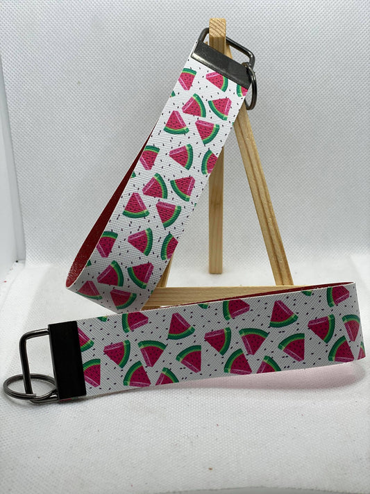 Watermelon Faux Leather Wristlet Keychain