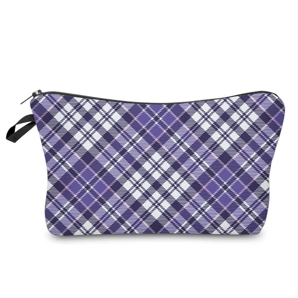 Blue/Purple Plaid - Water-Resistant Multi-Use Pouch