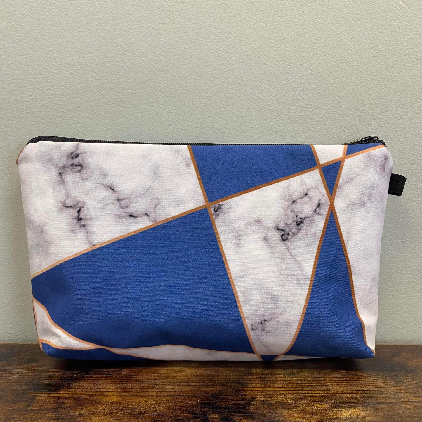 Marble Geometric White Blue - Water-Resistant Multi-Use Pouch