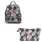 Blue Pink Floral - Water-Resistant Multi-Use Pouch & Mini Backpack Set