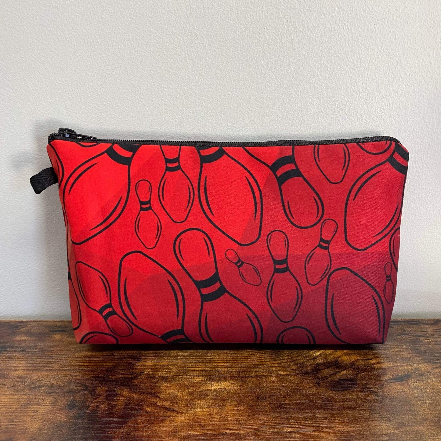 Bowling Pins on Red - Water-Resistant Multi-Use Pouch