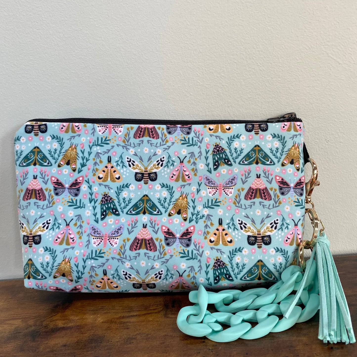 Butterfly & Moth on Mint - Water-Resistant Multi-Use Pouch