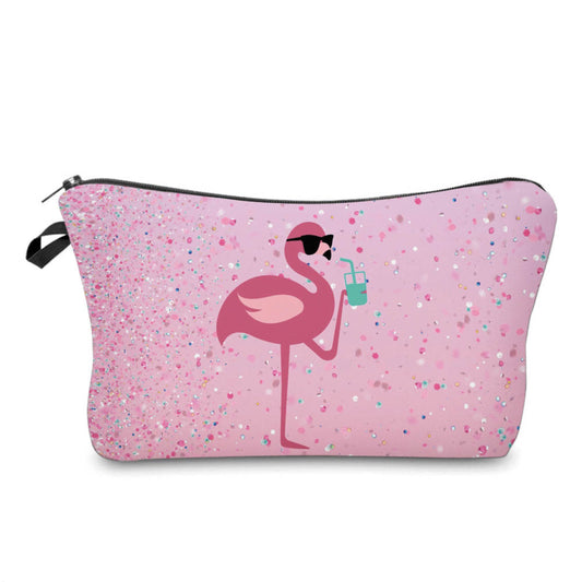 Flamingo With Drink - Water-Resistant Multi-Use Pouch