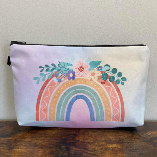 Rainbow, Pastel Floral - Water-Resistant Multi-Use Pouch