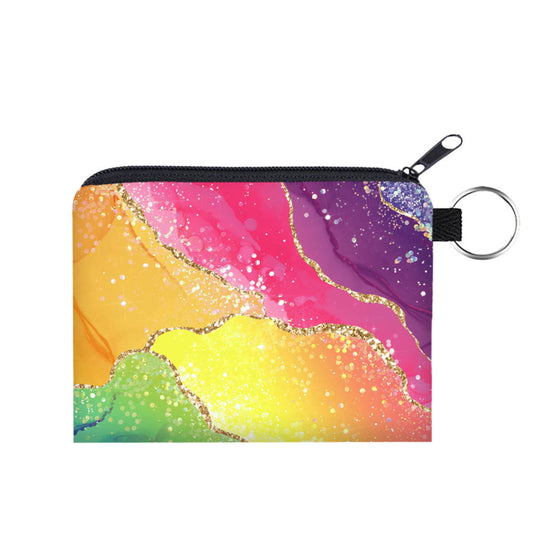 Rainbow Geode - Water-Resistant Mini Pouch w/ Keyring