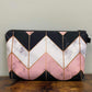 Marble Chevron Black White Pink - Water-Resistant Multi-Use Pouch