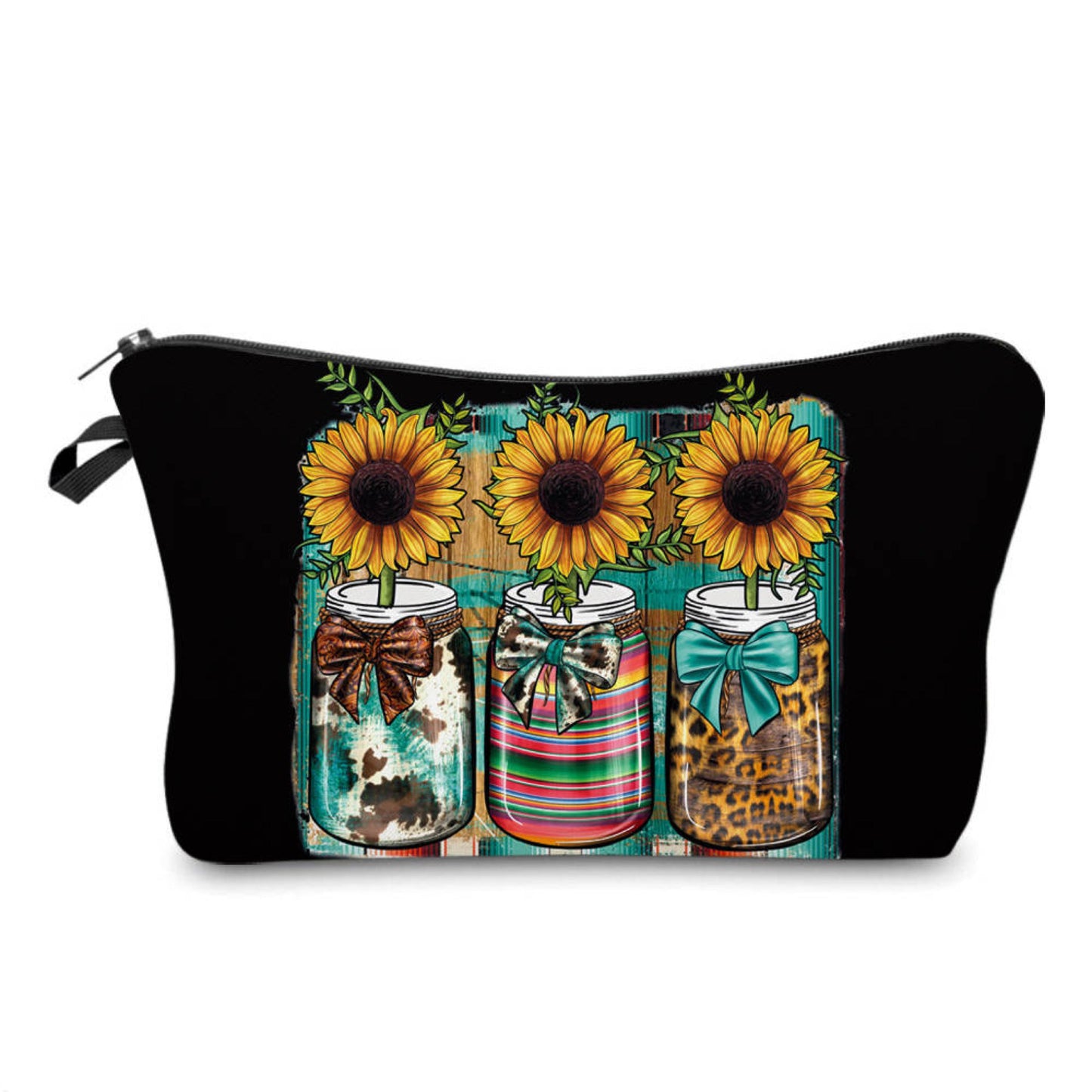 Mason Jar Sunflower - Water-Resistant Multi-Use Pouch