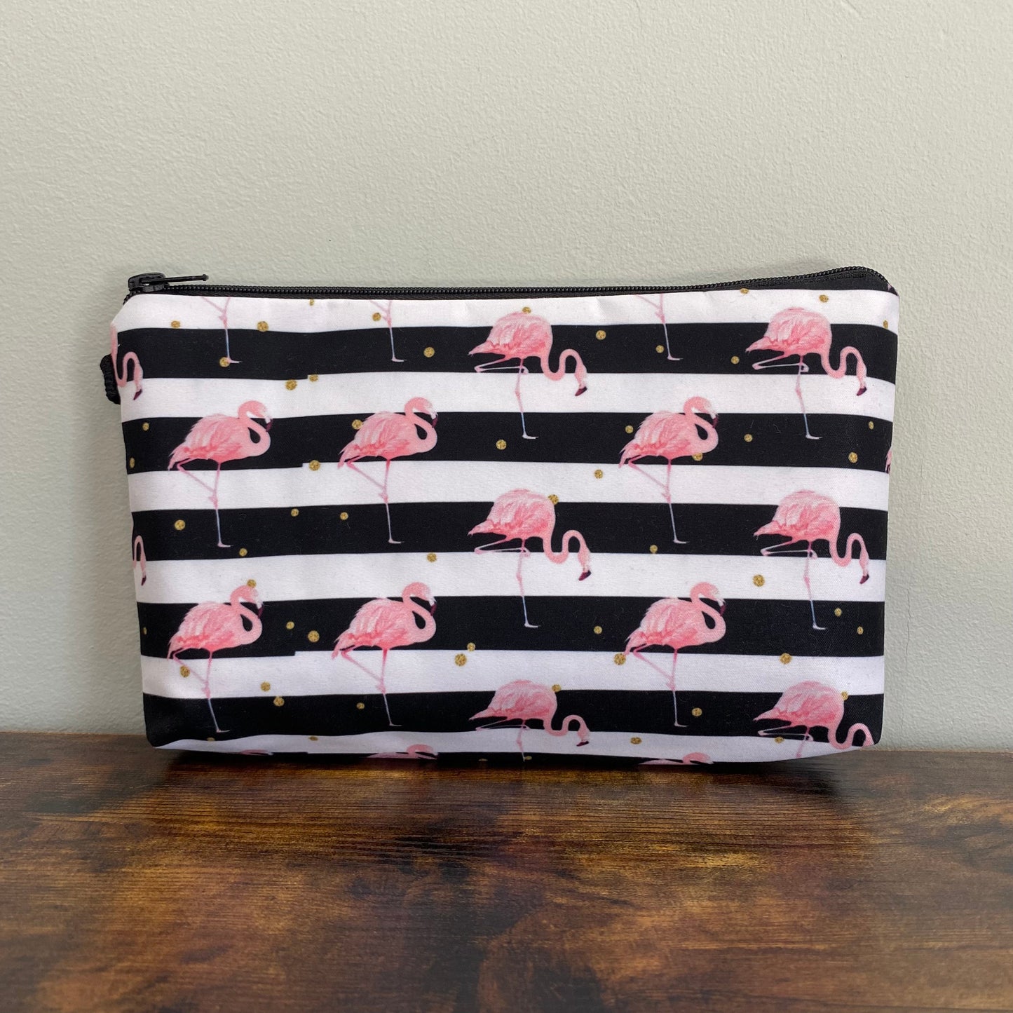 Flamingo Stripe Black - Water-Resistant Multi-Use Pouch