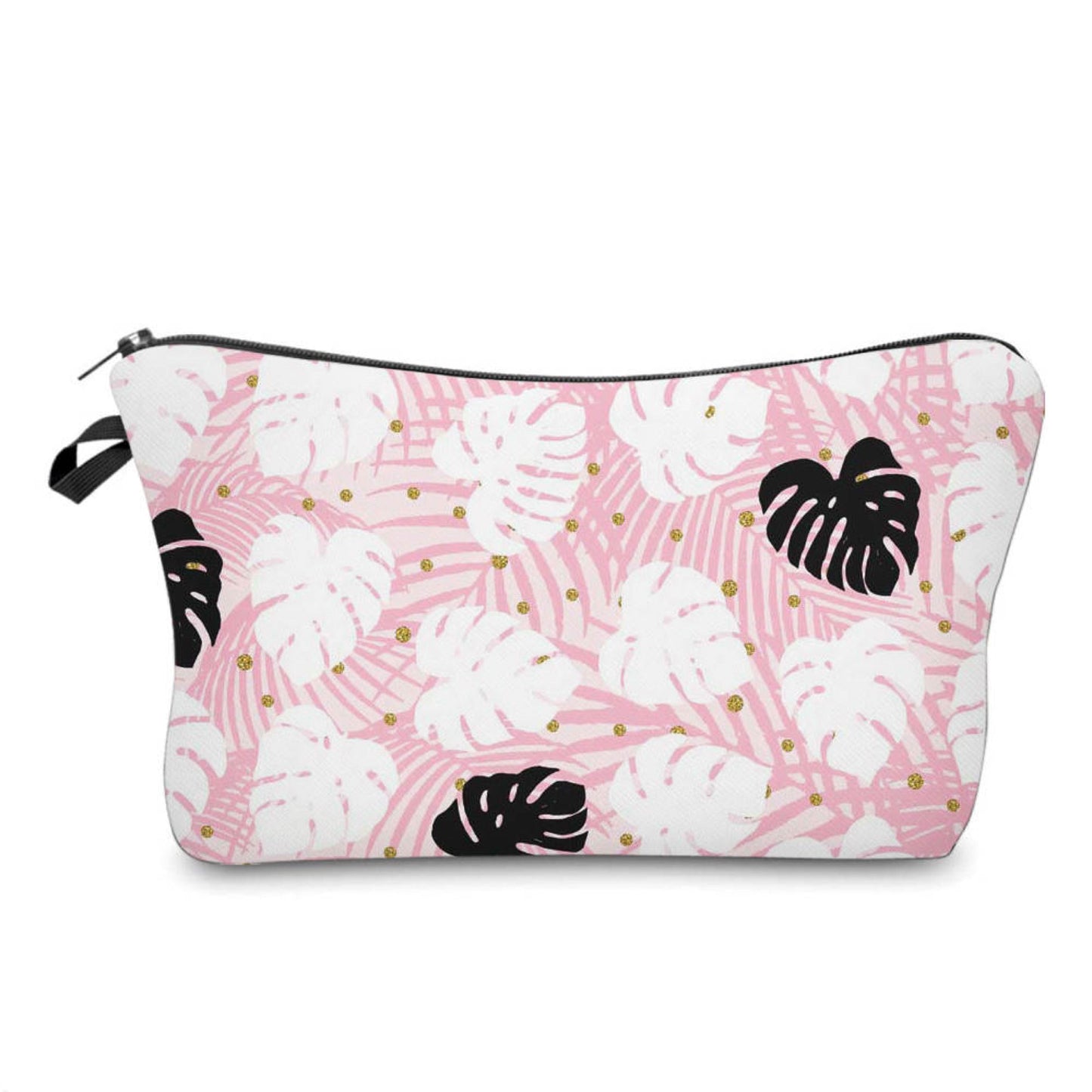 Pink Black Leaf Monstera - Water-Resistant Multi-Use Pouch