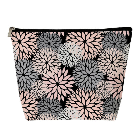 Floral Pink Black Dahlia - Water-Resistant Multi-Use XL Pouch