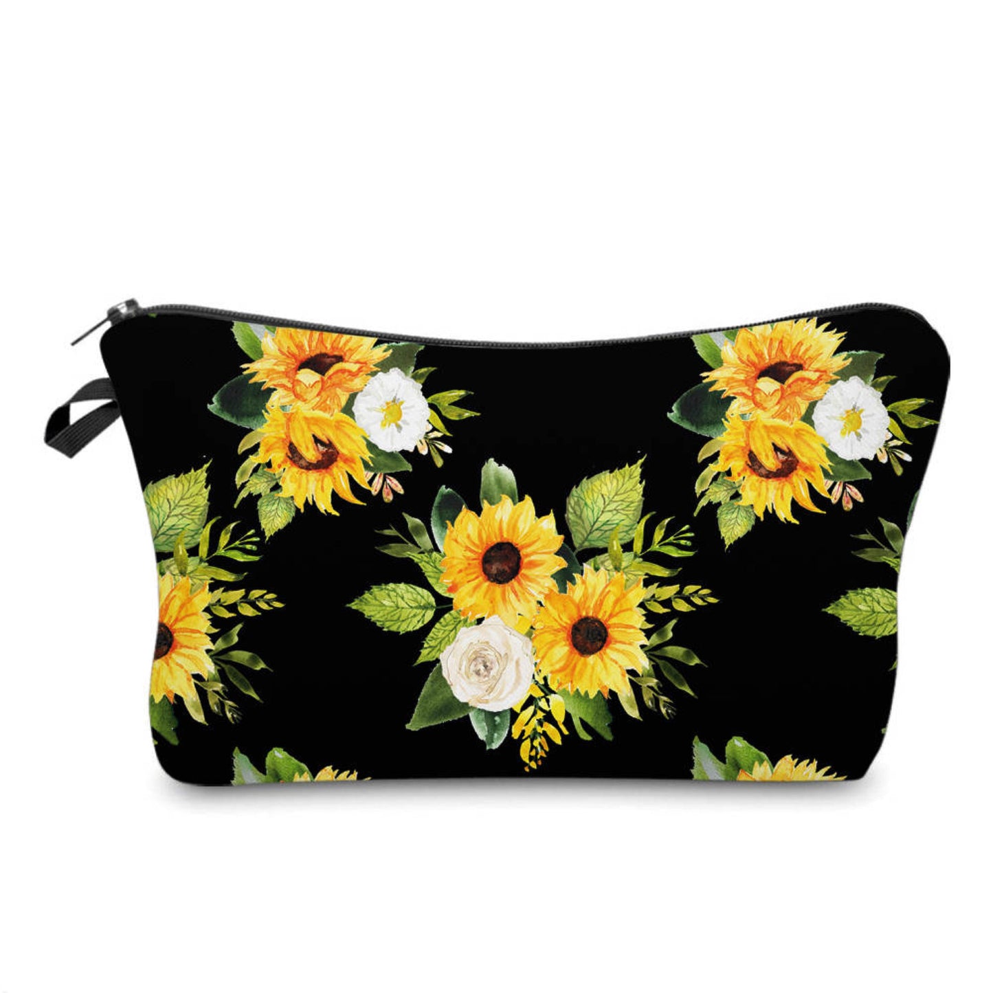 Black Sunflower Rose - Water-Resistant Multi-Use Pouch