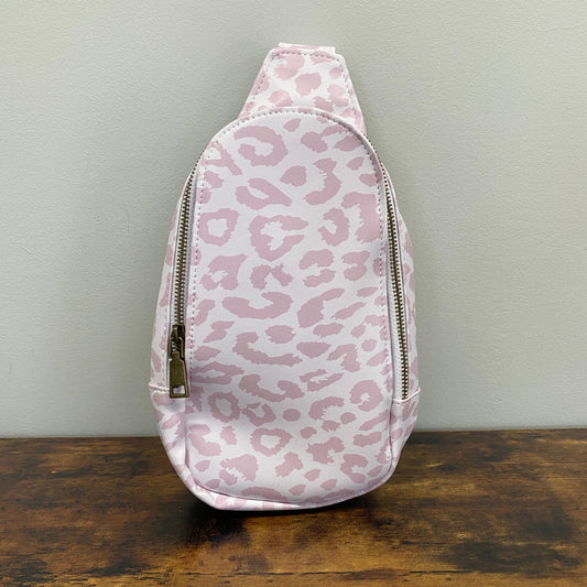 The Samantha Sling Crossbody - White Pink Leopard