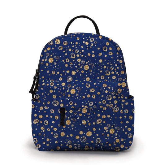 Navy Gold Dots - Water-Resistant Mini Backpack