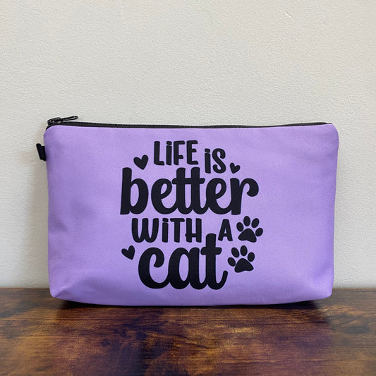 Life Is Better With A Cat - Water-Resistant Multi-Use Pouch