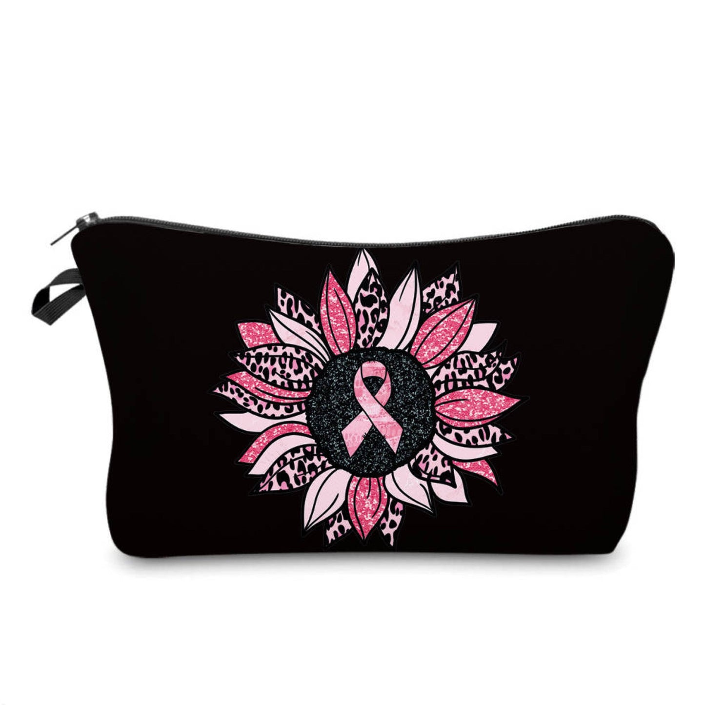 Ribbon Sunflower on Black  - Water-Resistant Multi-Use Pouch