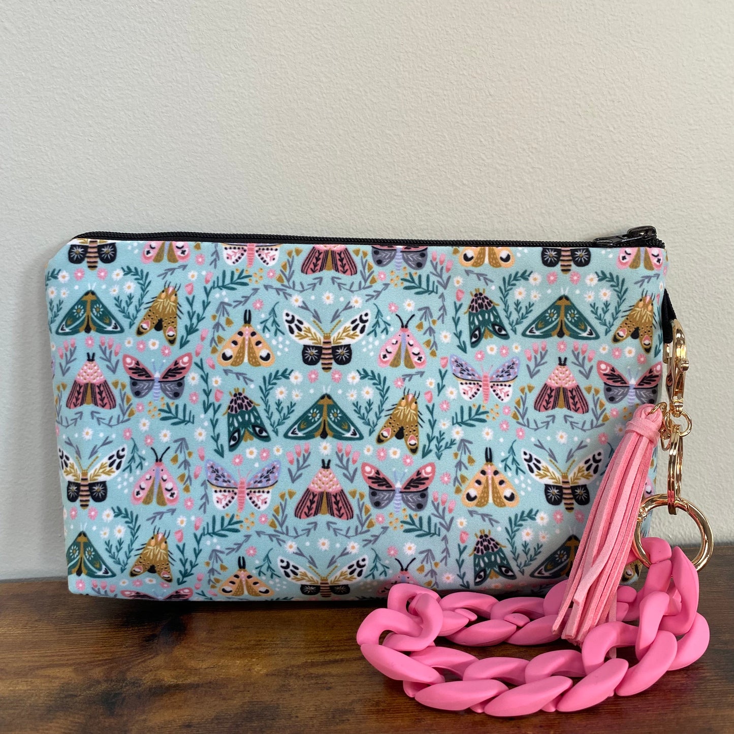 Butterfly & Moth on Mint - Water-Resistant Multi-Use Pouch