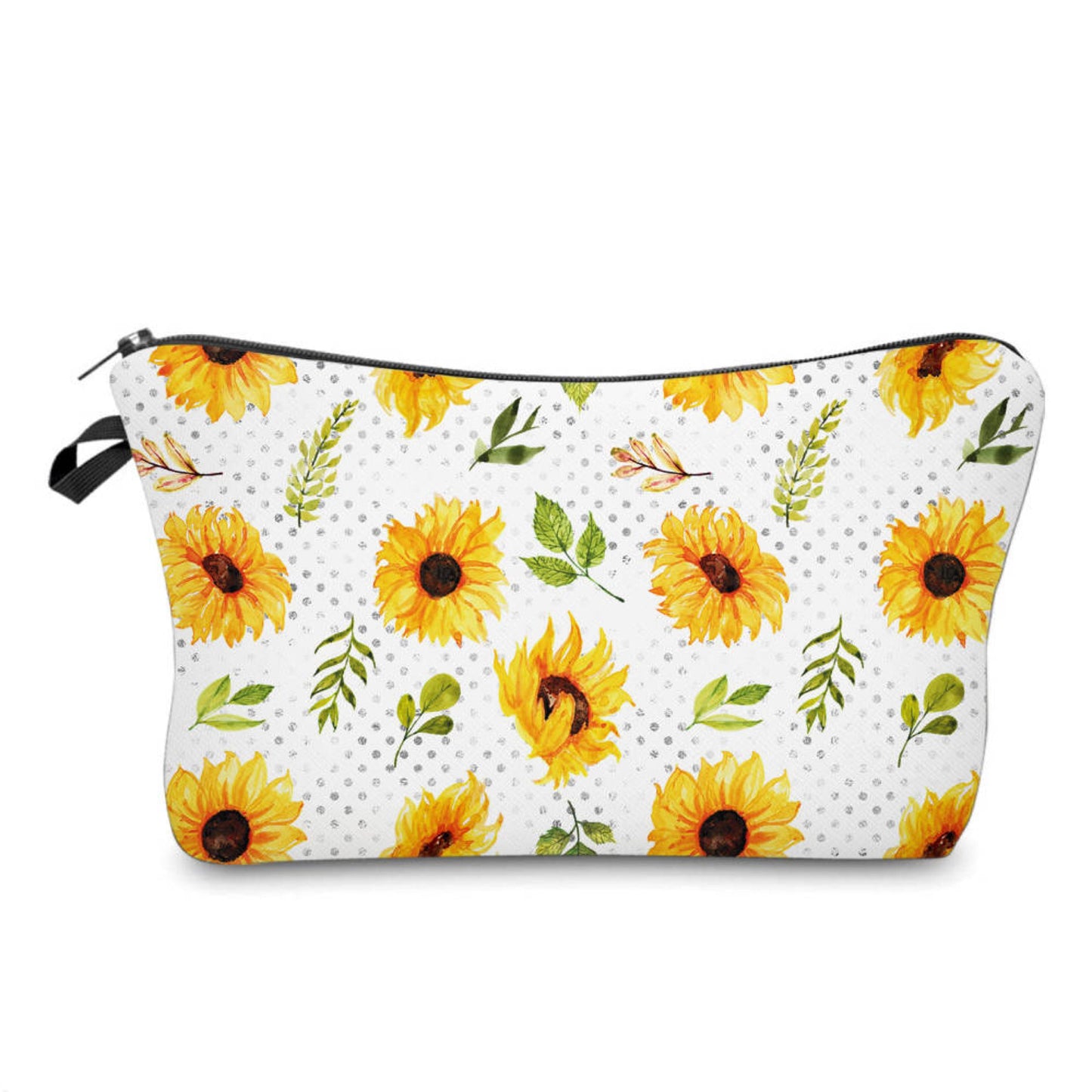 Polkadot White Sunflower - Water-Resistant Multi-Use Pouch