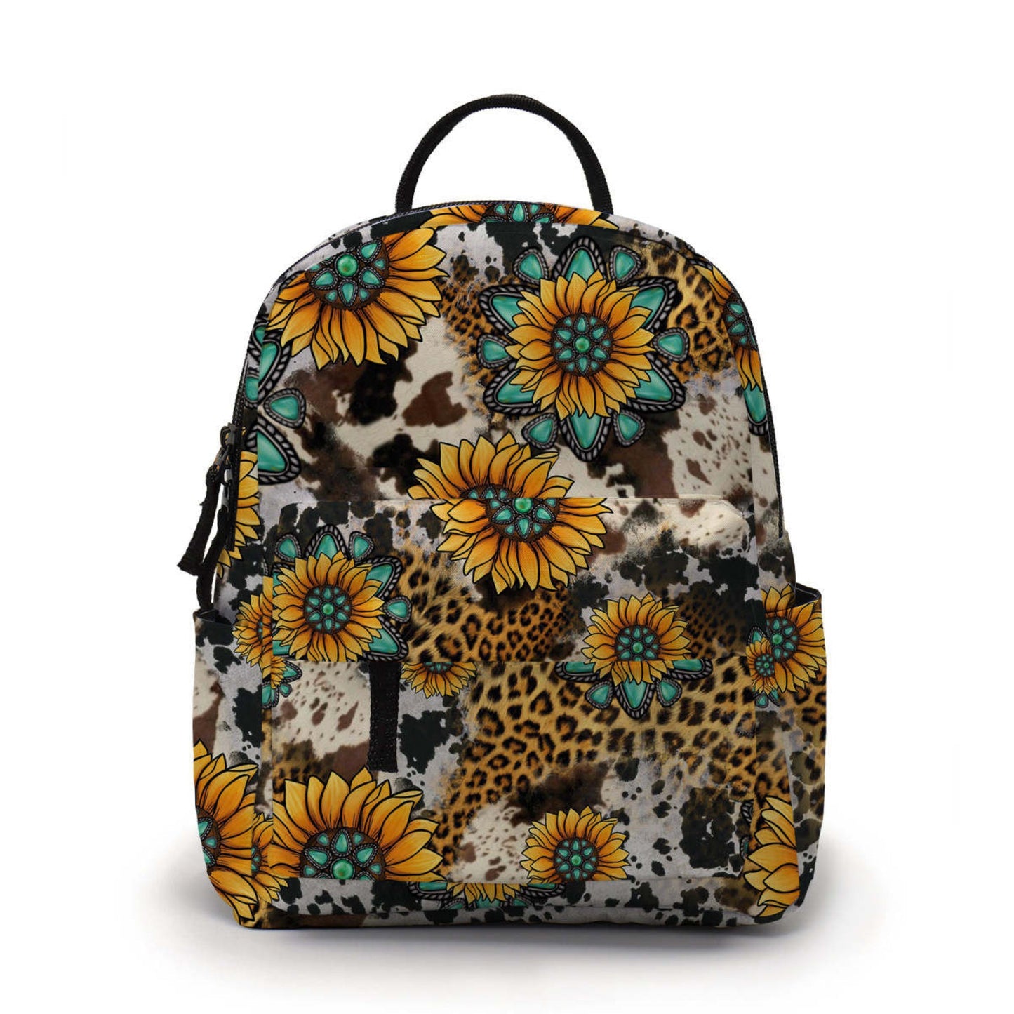 Turquoise Sunflower - Water-Resistant Mini Backpack