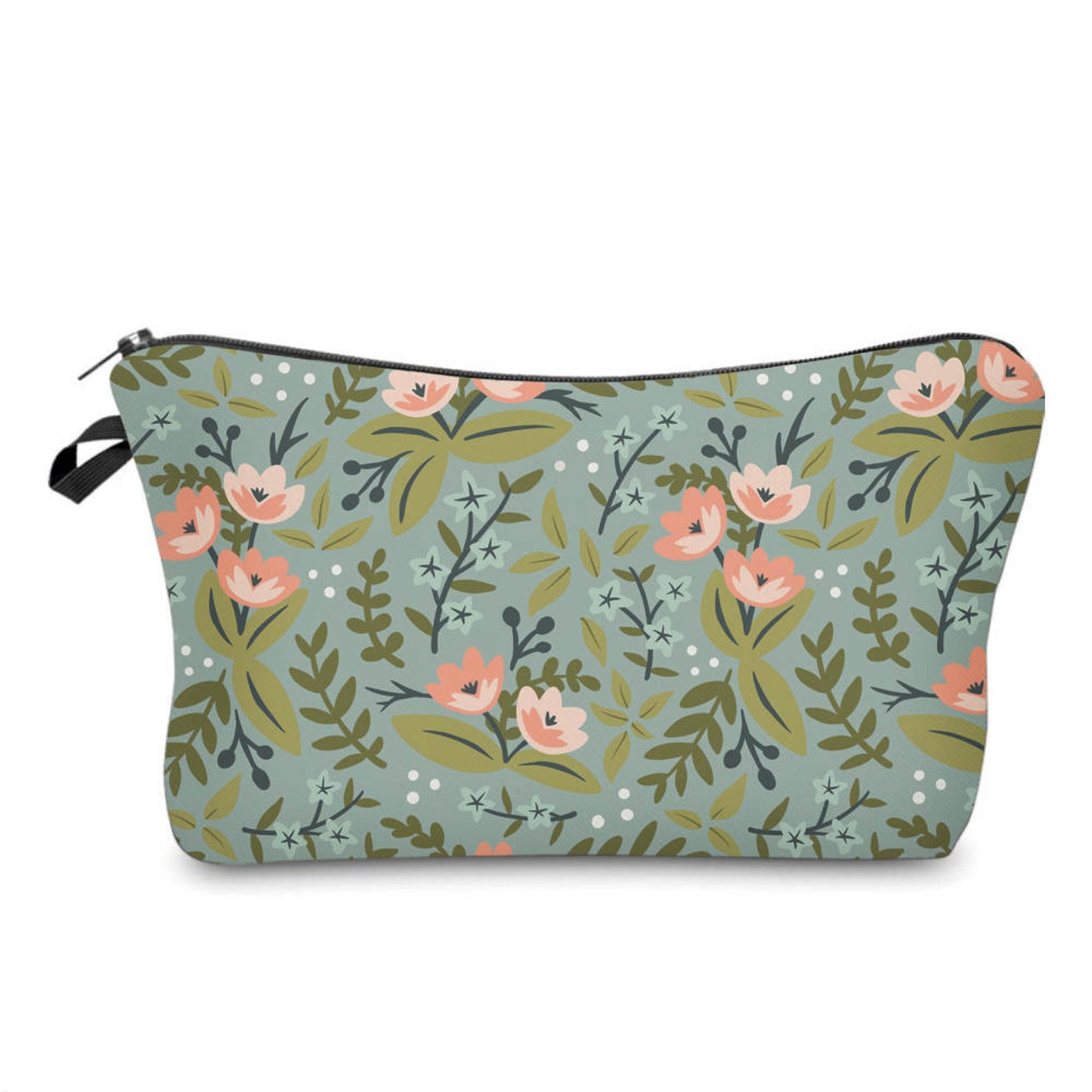 Floral Sage Peach Pink - Water-Resistant Multi-Use Pouch