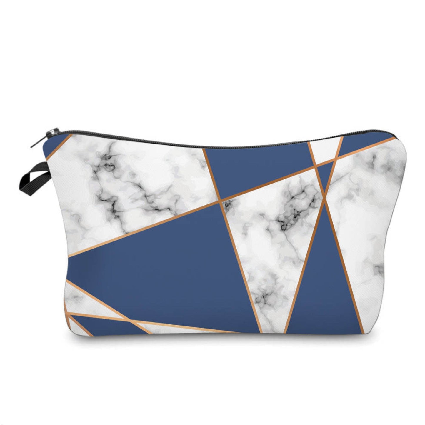 Marble Geometric White Blue - Water-Resistant Multi-Use Pouch