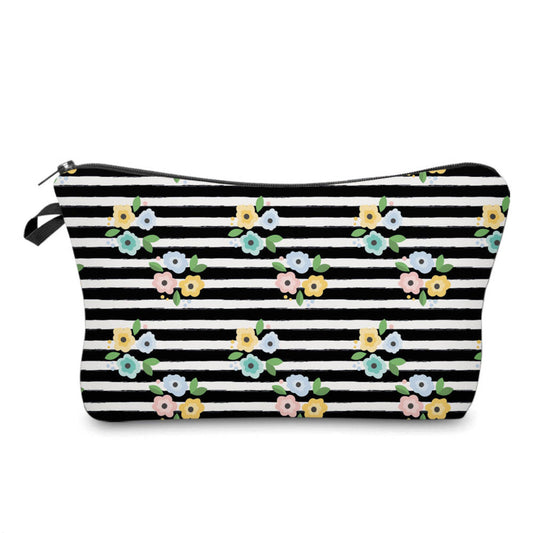 Tiny Florals & Black Stripe - Water-Resistant Multi-Use Pouch