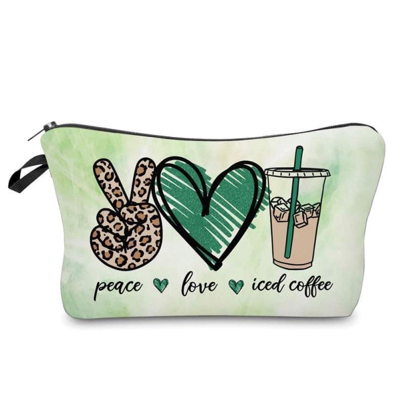 Peace Love Iced Coffee - Water-Resistant Multi-Use Pouch