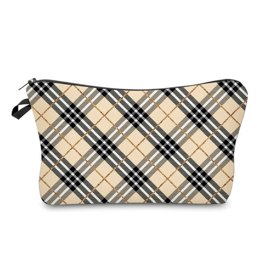 Tan & Gold Plaid - Water-Resistant Multi-Use Pouch