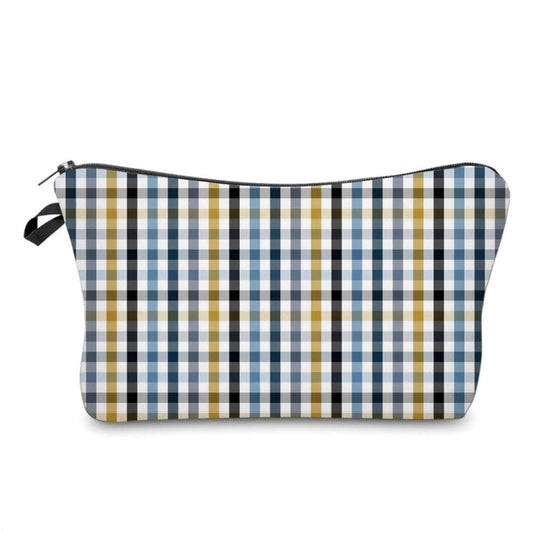 Plaid Blue Yellow - Water-Resistant Multi-Use Pouch