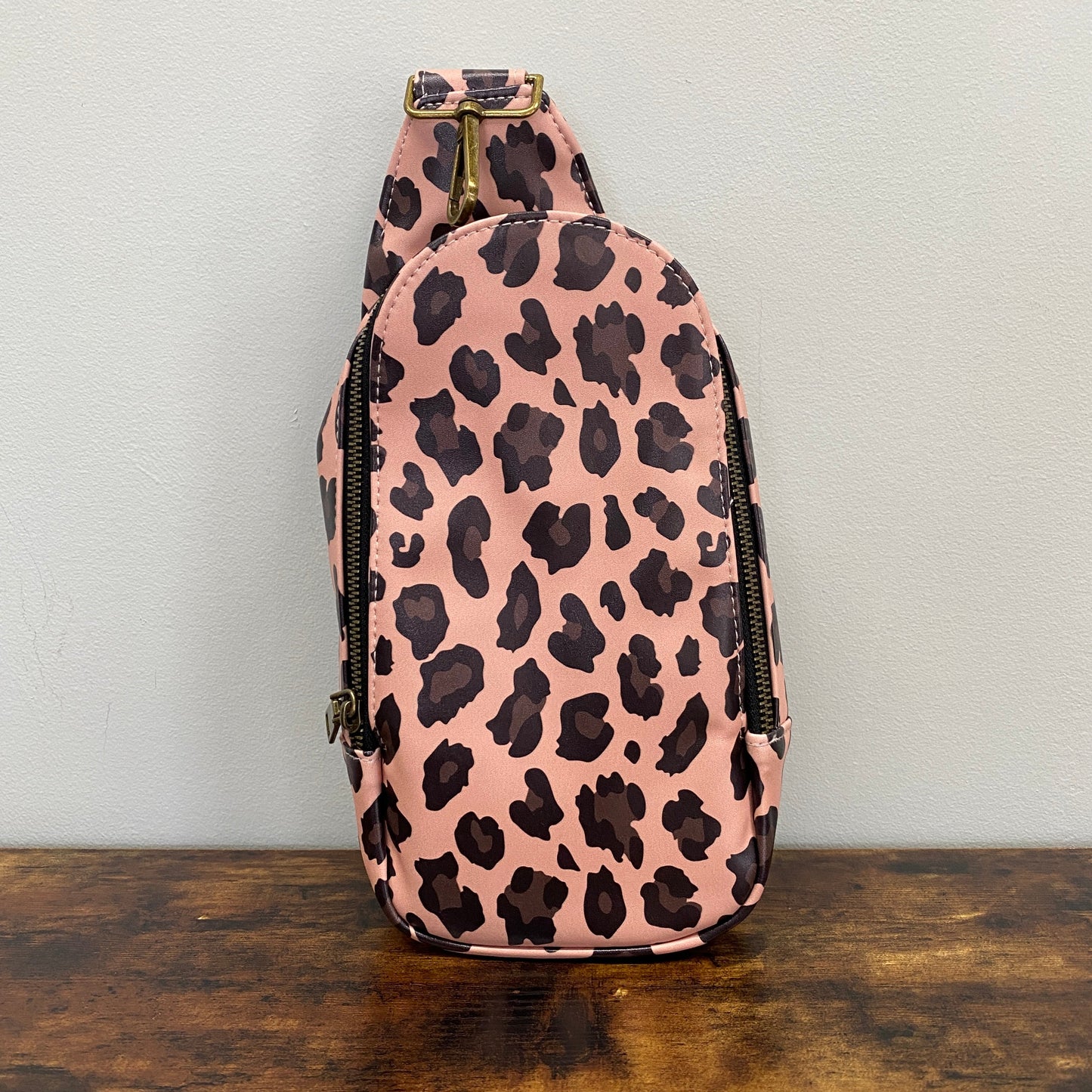 The Samantha Sling Crossbody - Rose Gold Leopard