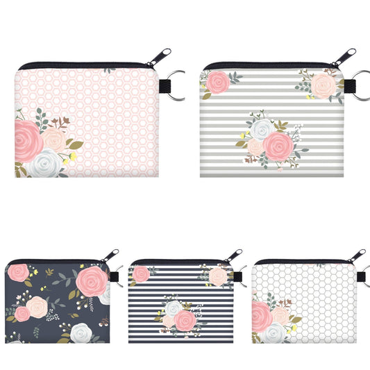 Floral Mix - Water-Resistant Mini Pouch w/ Keyring