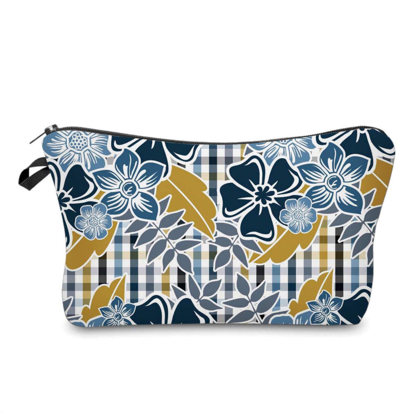 Floral Blue Plaid - Water-Resistant Multi-Use Pouch