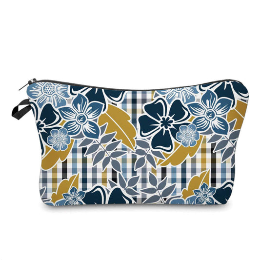 Floral Blue Plaid - Water-Resistant Multi-Use Pouch