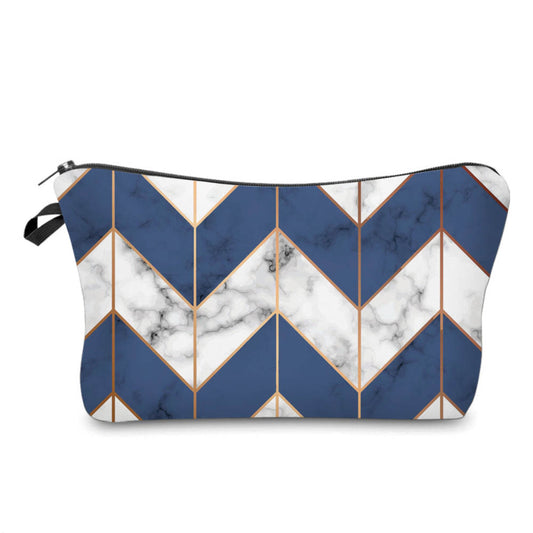 Marble Chevron White Blue - Water-Resistant Multi-Use Pouch