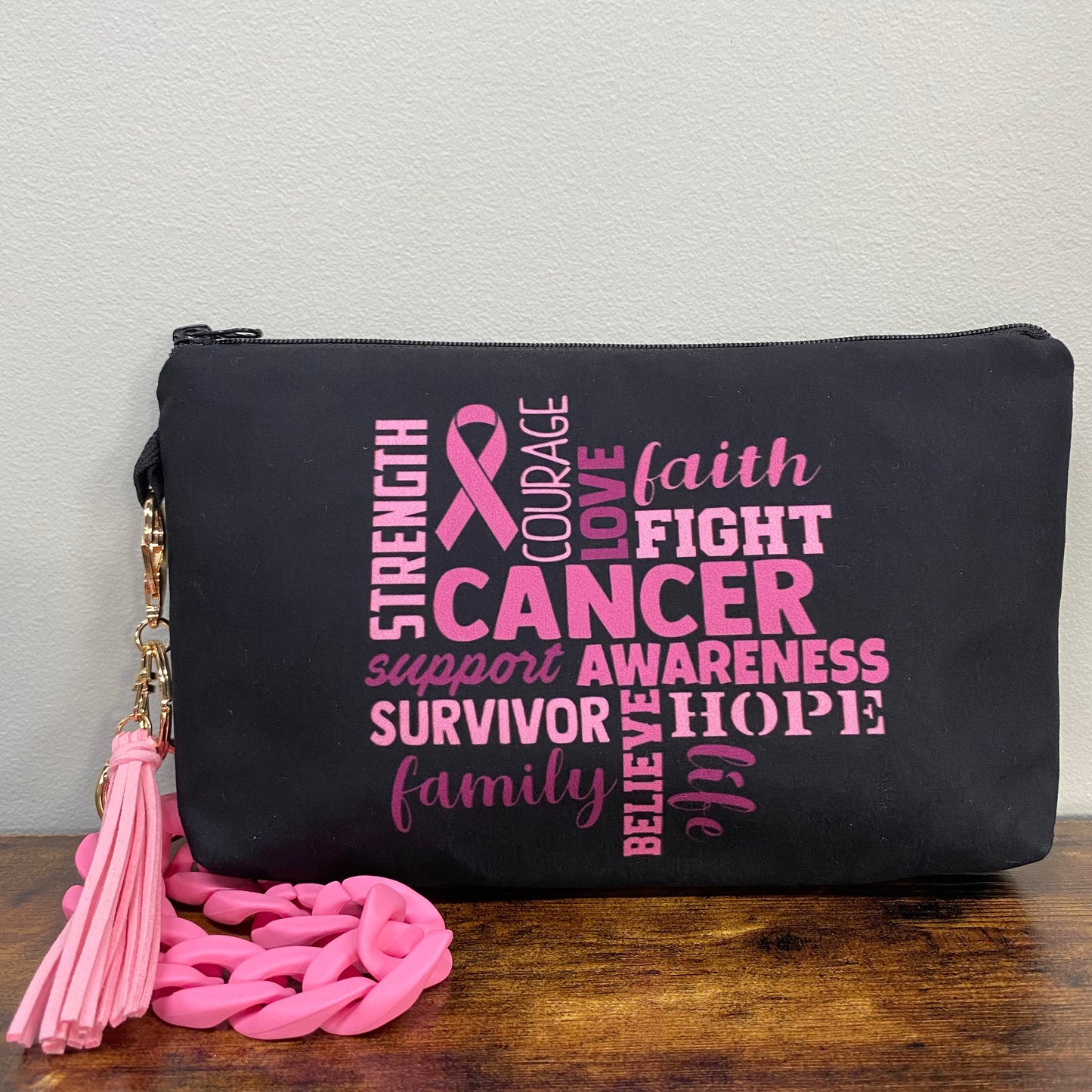 Breast Cancer Words - Water-Resistant Multi-Use Pouch