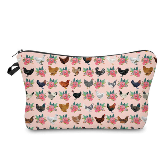 Floral Chickens - Water-Resistant Multi-Use Pouch