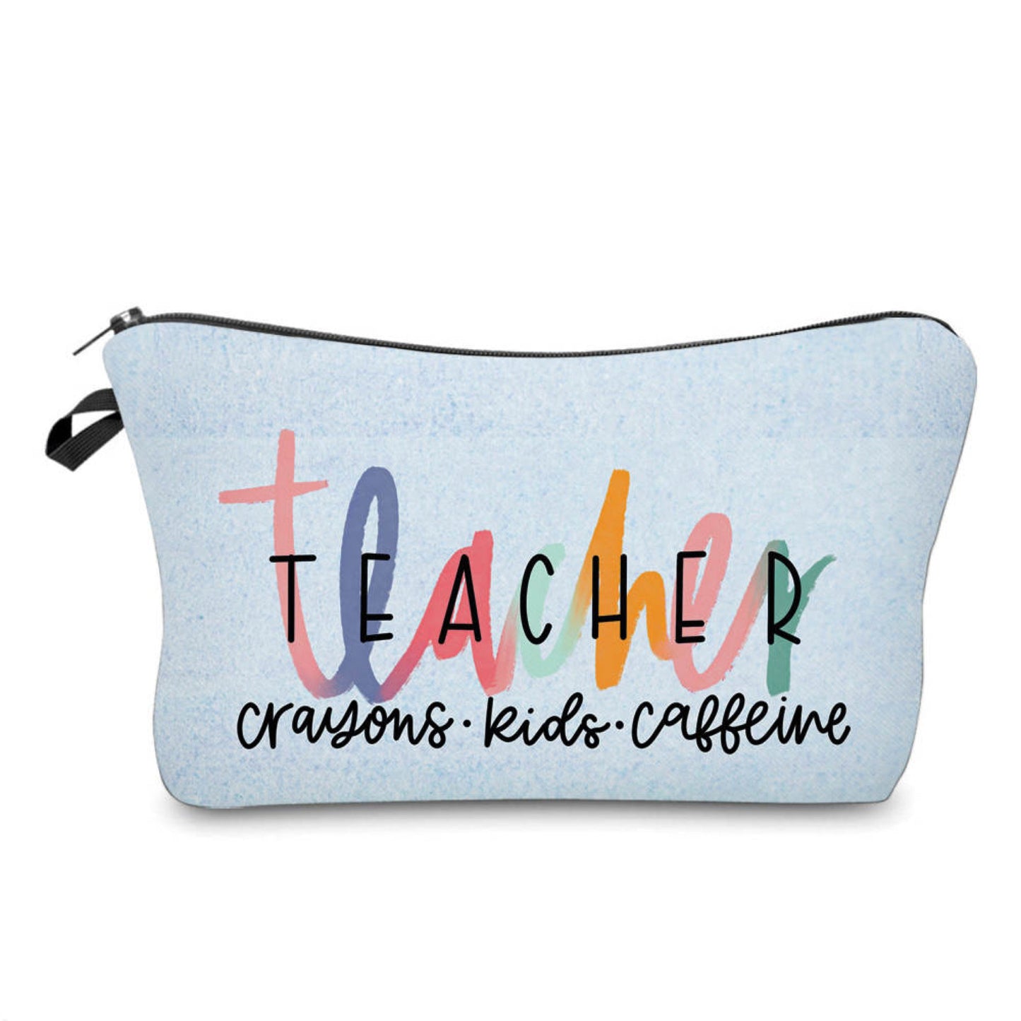 Teacher Crayons, Kids, & Caffeine - Water-Resistant Multi-Use Pouch