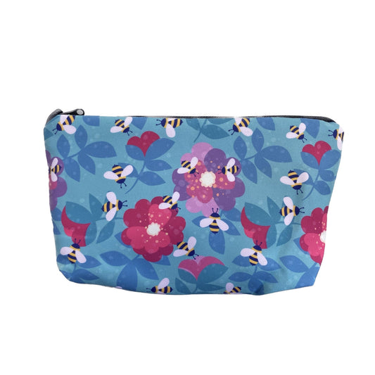 Bee, Teal Floral - Water-Resistant Multi-Use Pouch