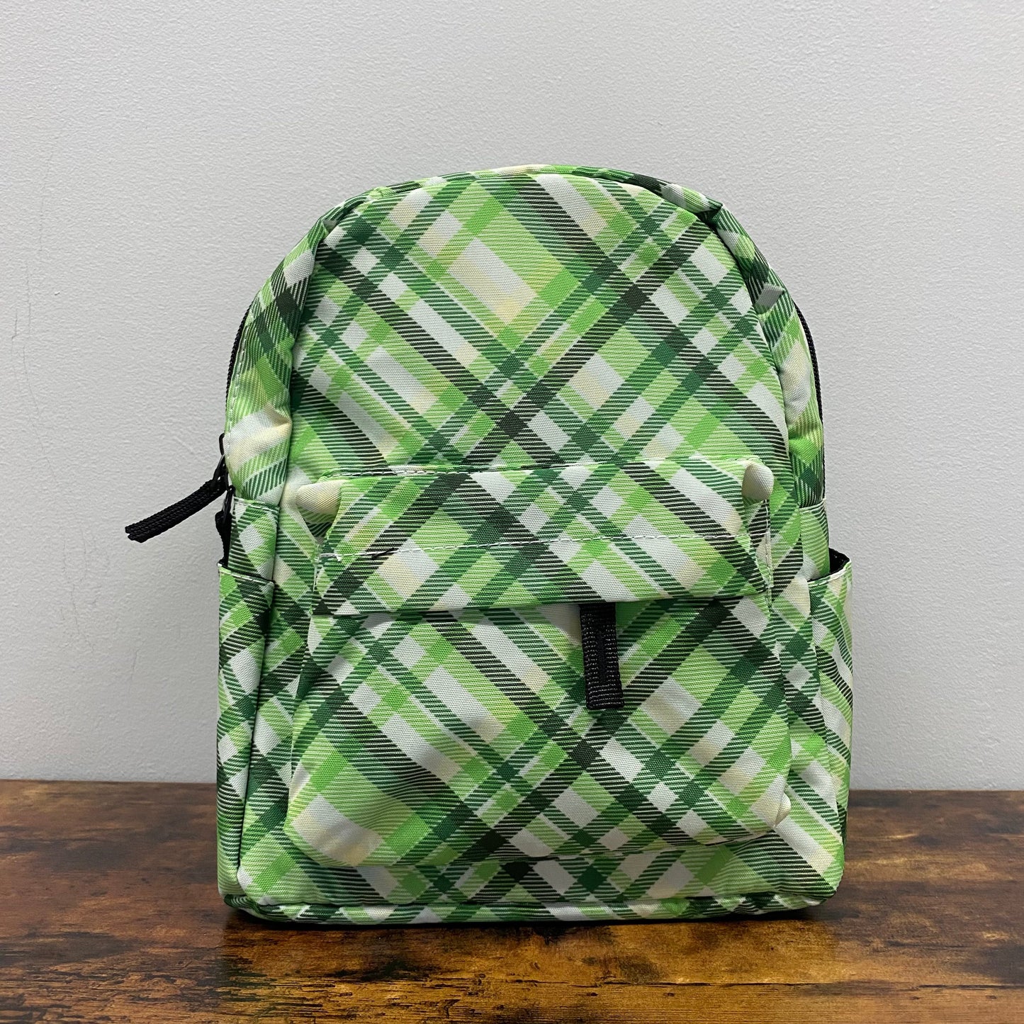 Green Tartan Plaid - Water-Resistant Mini Backpack