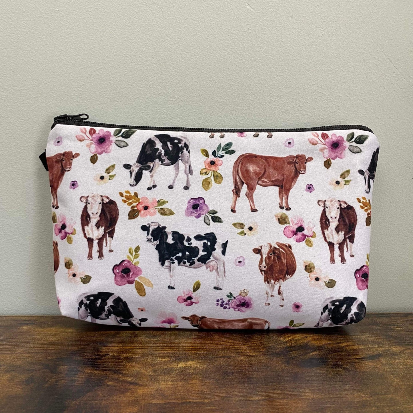 Cow Floral - Water-Resistant Multi-Use Pouch