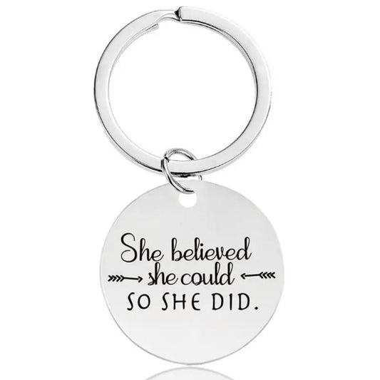 She Believed She Could Affirmation Keychain