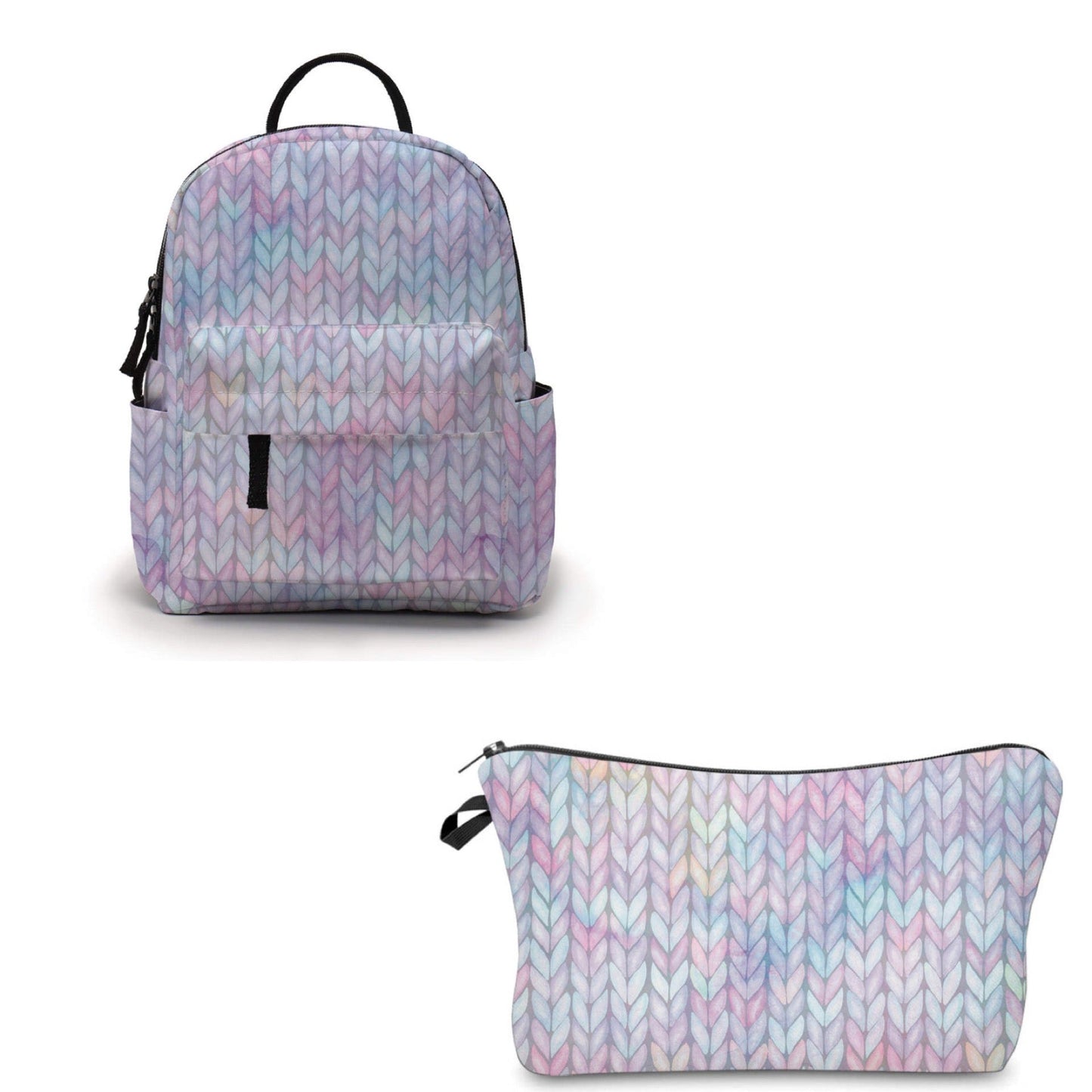 FauxKnit Galaxy Pastel - Water-Resistant Mini Backpack & Pouch Set