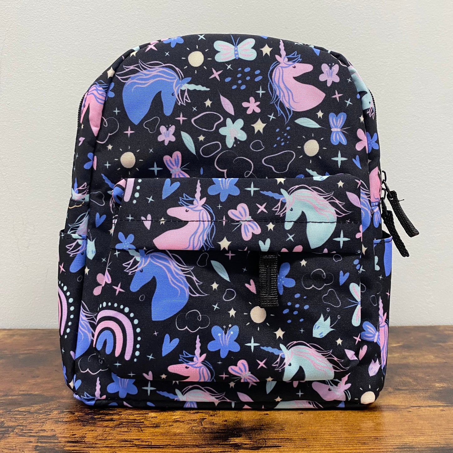 Unicorn Doodles on Black - Water-Resistant Mini Backpack
