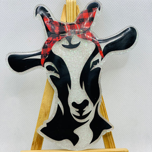 5” Goat with Buffalo Plaid Bandana