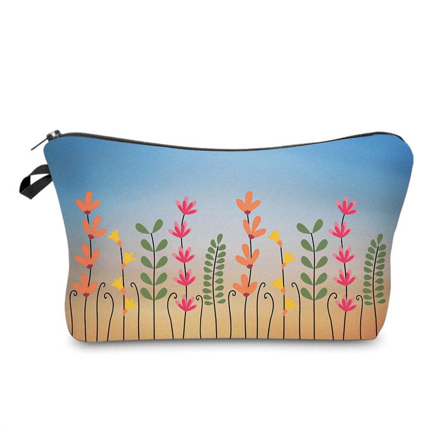 Blue Orange Floral - Water-Resistant Multi-Use Pouch