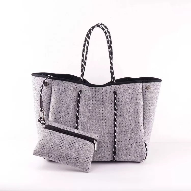 The Neoprene Collection -Grey Large Tote/Pouch Combo
