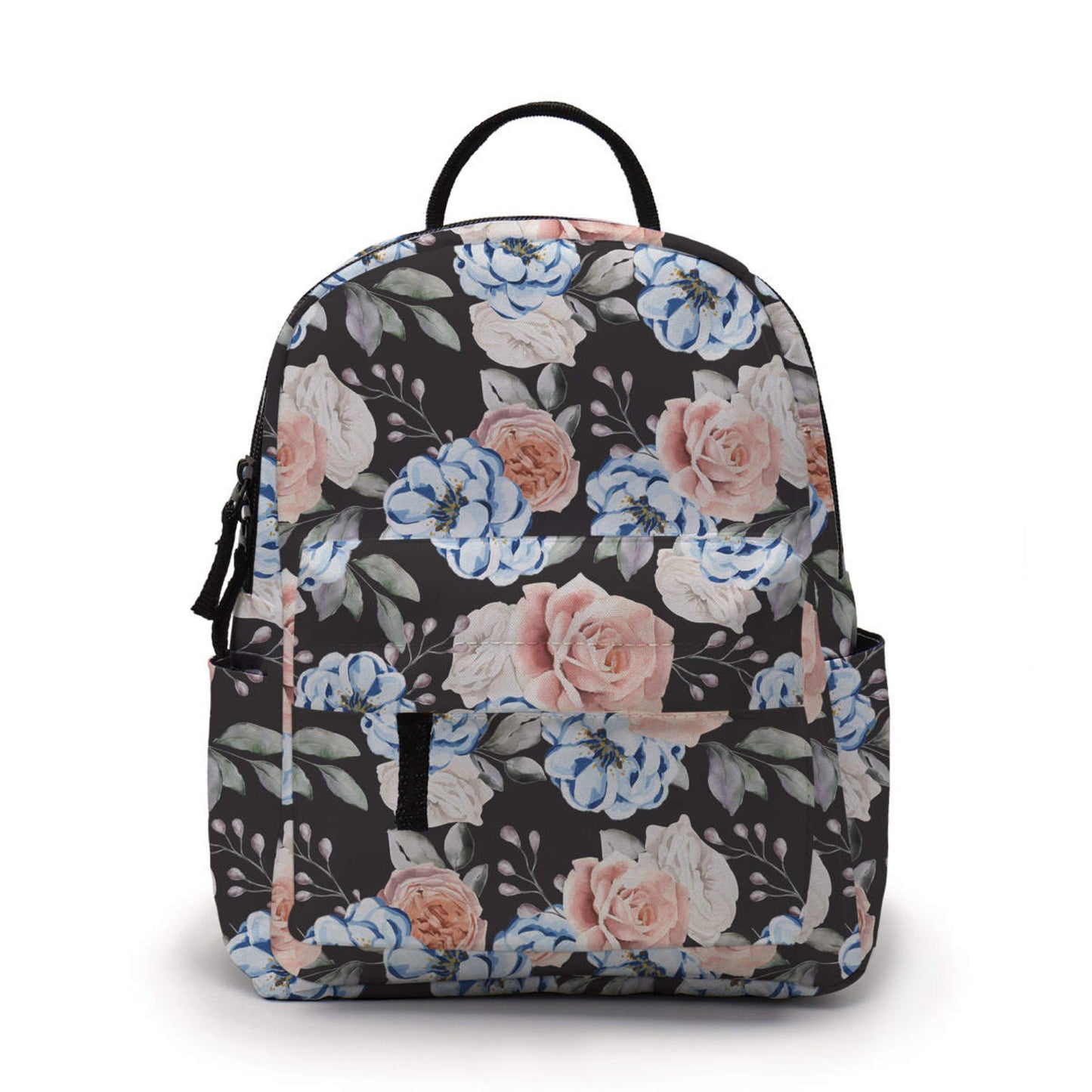 Pink Blue Floral - Water-Resistant Mini Backpack