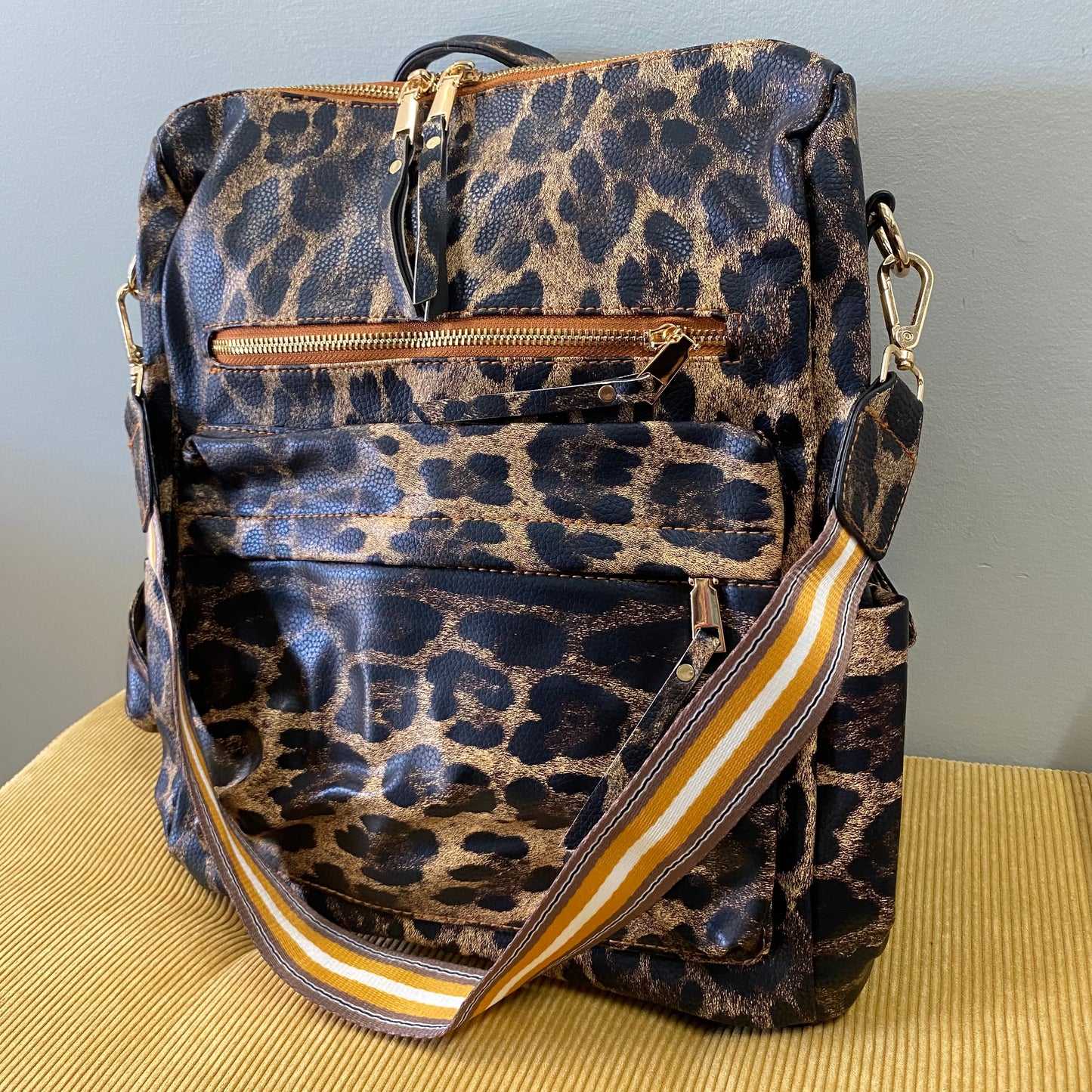 The Brooke Backpack - Brown Animal Print