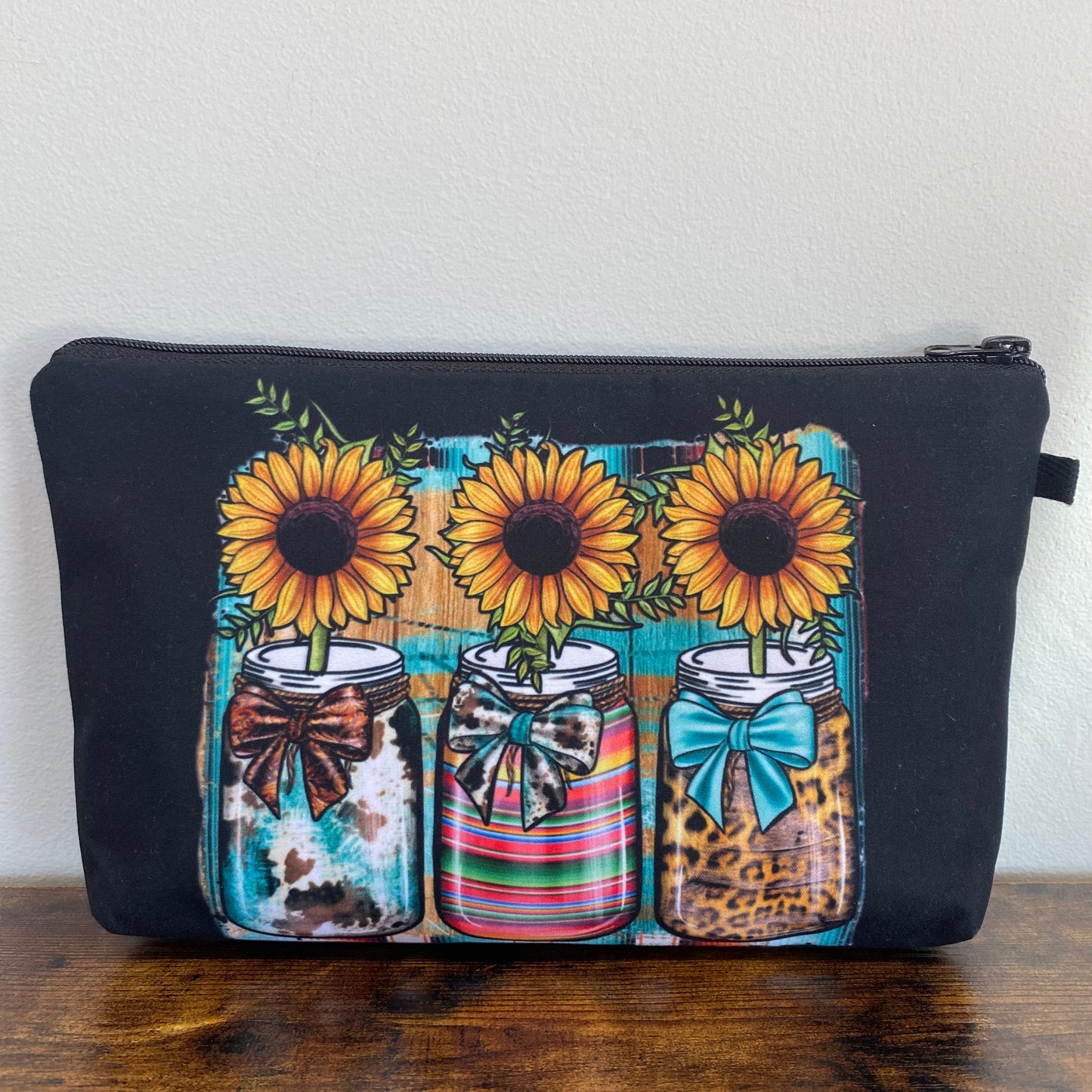 Mason Jar Sunflower - Water-Resistant Multi-Use Pouch