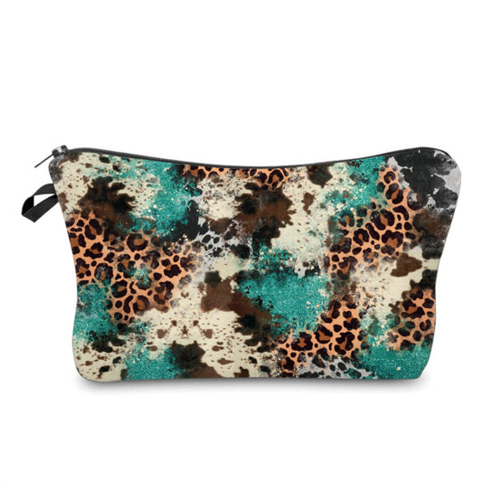 Animal & Cow Print w/ Turquoise - Water-Resistant Multi-Use Pouch